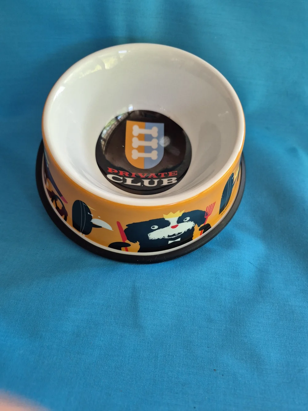 Private Club Dog Bowl Stoneware Non Slip Ring Water Food by Julien Chung